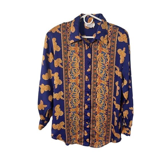 VTG 1990s Baroque Print Long sleeve shirt - Picture 1 of 8